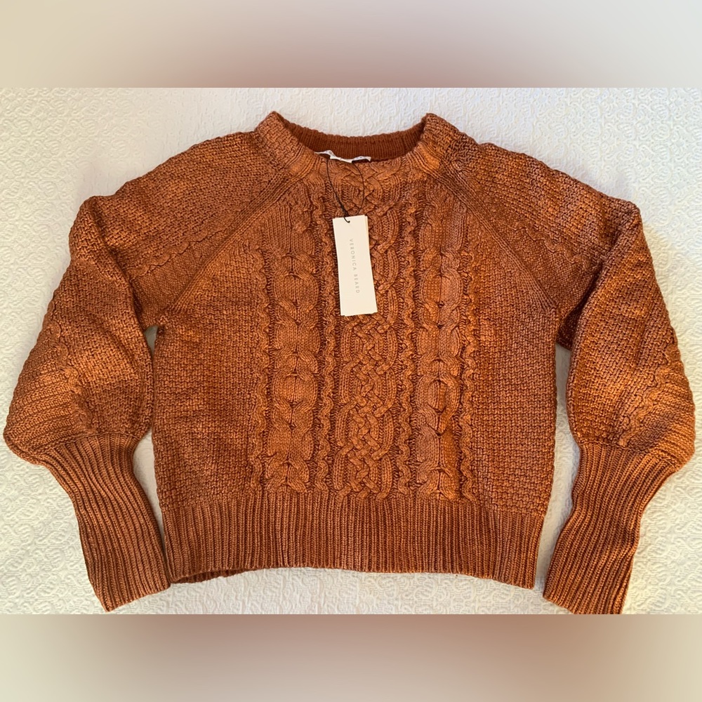 Gorgeous Veronica Beard Yola Foil Finish Sweater in Copper, Size Large. NWT. - Picture 3 of 8